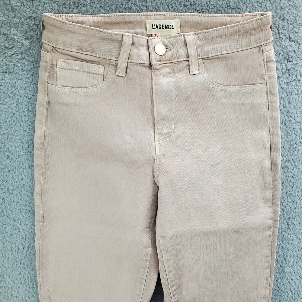 L'AGENCE Marguerite Skinny High Rise Jeans Biscuit - Picture 2 of 13